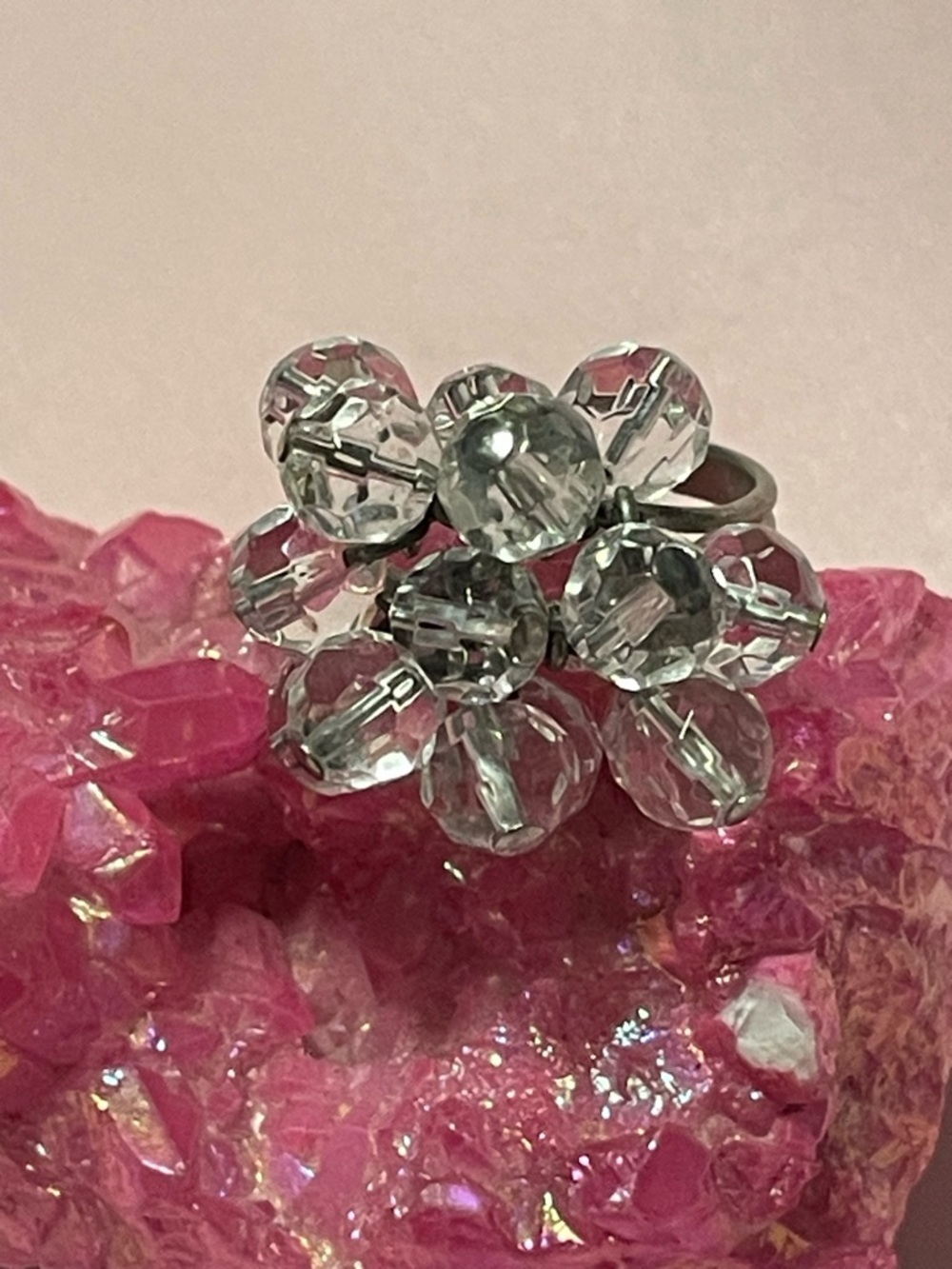 Crystal Bead Cha Cha Adjustable Ring #9128